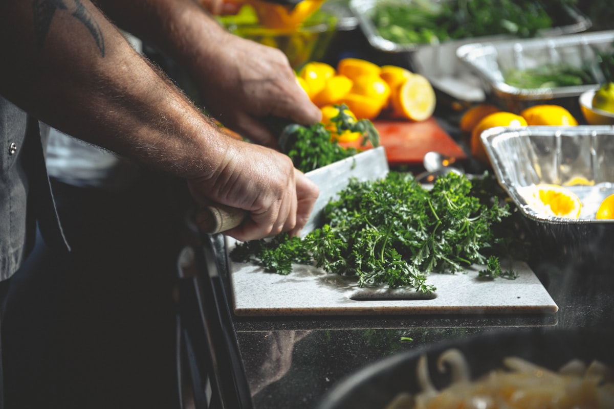 Seasonal vegetables being prepared with various cooking techniques